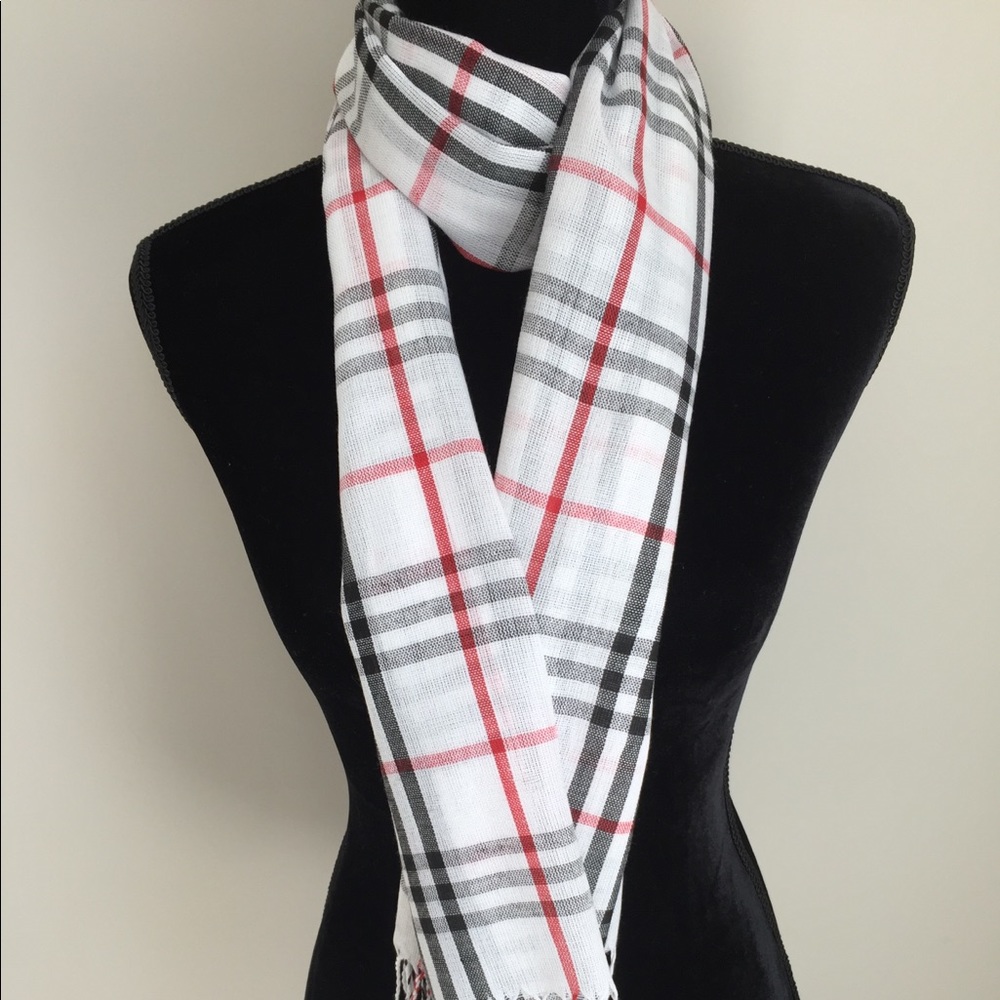 Fringed Plaid Scarf